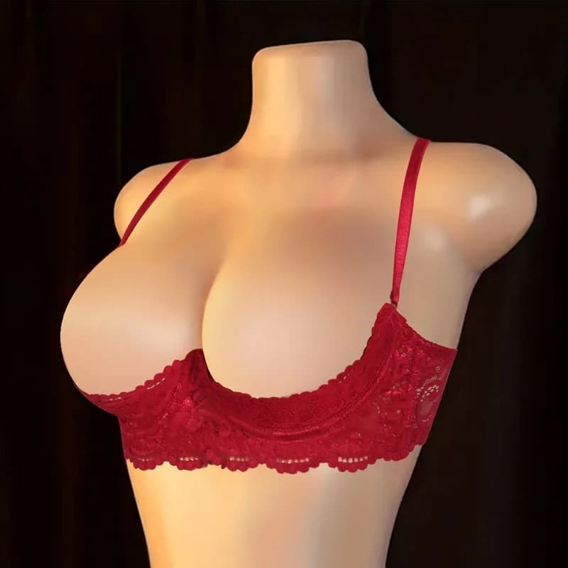 Women's Lace Open-Cup Underwire Bra, Soft, Skin-Friendly, Breathable, Plus-Size Sexy Lingerie