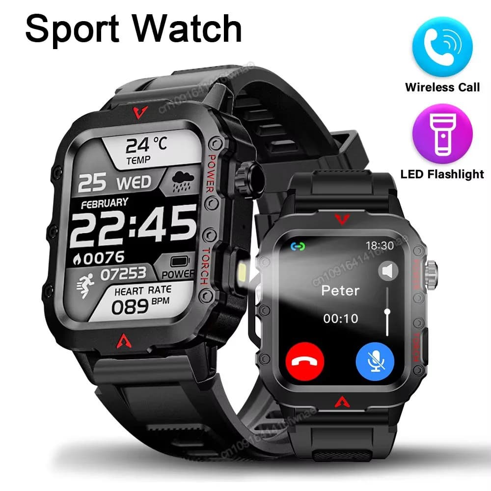 2026 Military SmartWatch Men IP68 5ATM Outdoor Sports Fitness Tracker Waterproof GPS Monitor 1.96'' BT Call For Android IOS Hw12