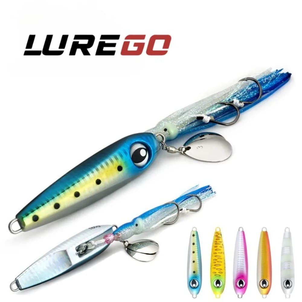 1 Pezzo 160g Jig per Calamari Luminoso per Acque Profonde - Esca a Tentacolo Reattiva ai Raggi UV per la Pesca Notturna dalla Barca, Jig in Ferro Affondante per Lanci Pesanti