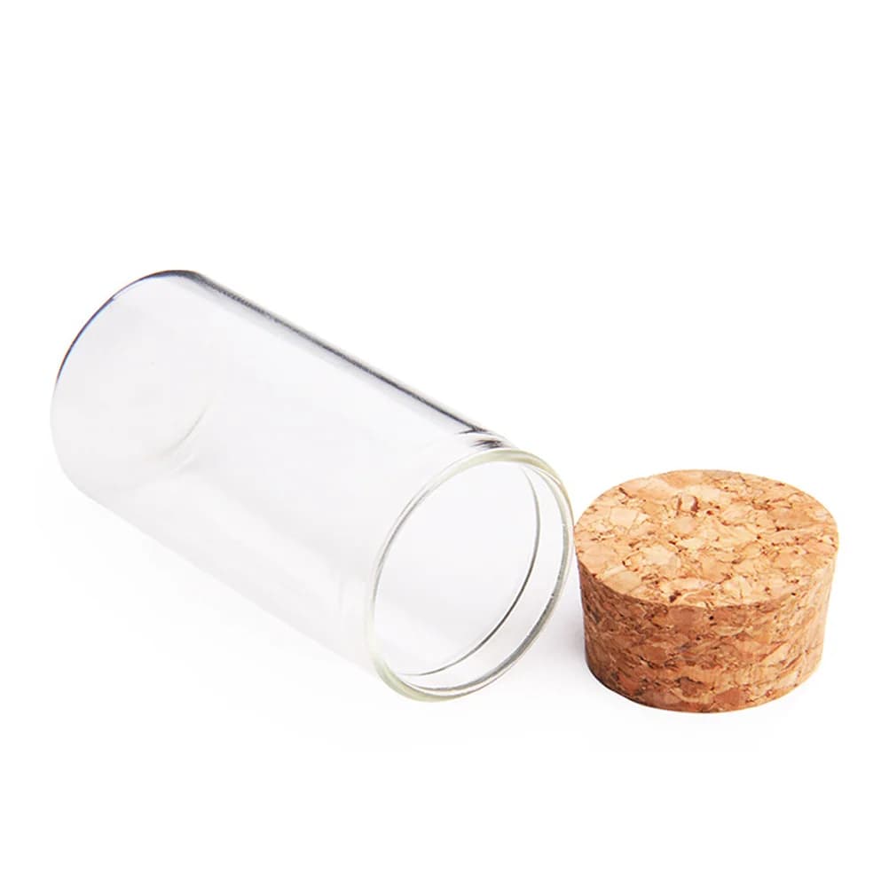 12pcs 25Ml Transparent Glass Storage Jar Cork Stopper For Tea Sugar Spices Food Container Sealed Freshness Kitchen Organization