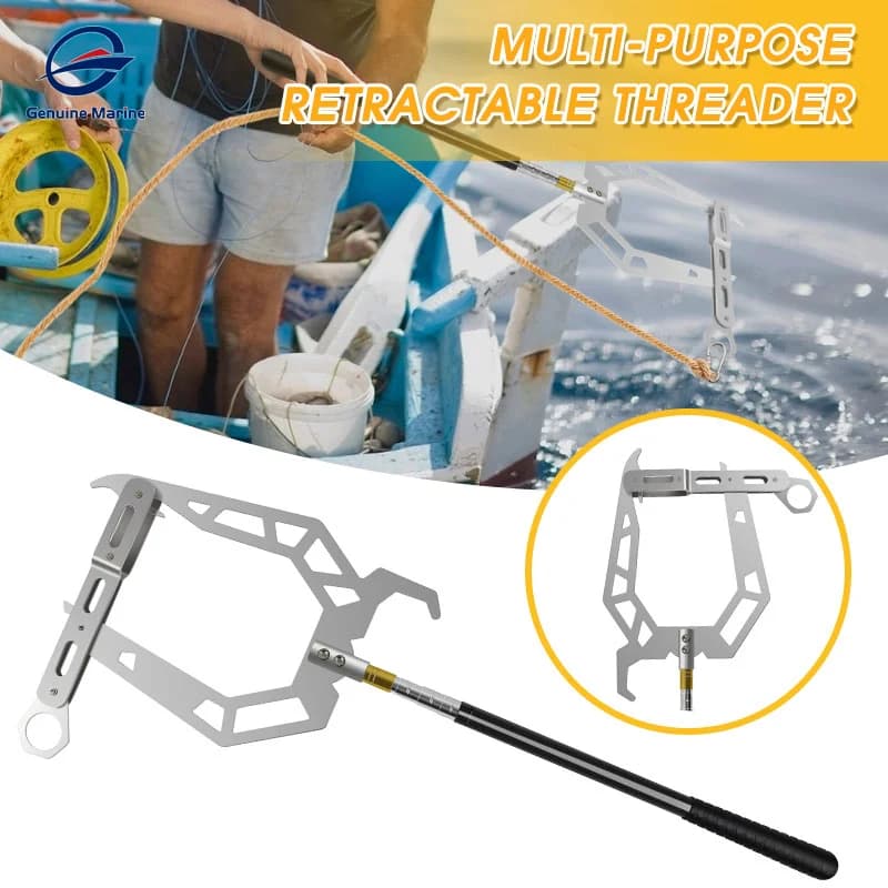 Genuine Marine Mooring Rope U Type Threader Boat Hook Threader Aluminum Alloy Carbon Fiber Telescopic Fishing Rod Fishing Tools