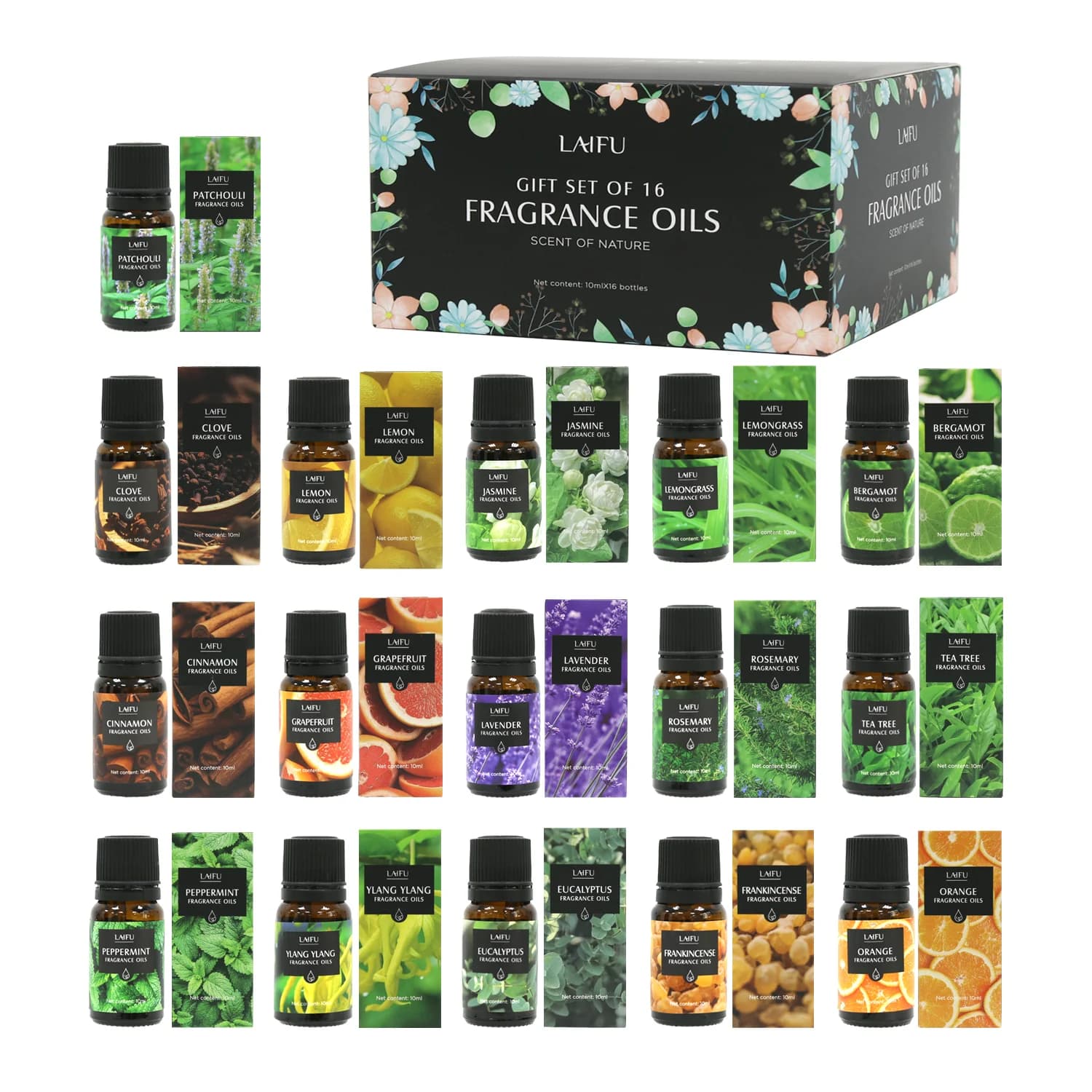 Set di oli essenziali da 16x10 ml per diffusore, candele per aromaterapia, profumi, umidificatore per fragranze domestiche, regali ideali