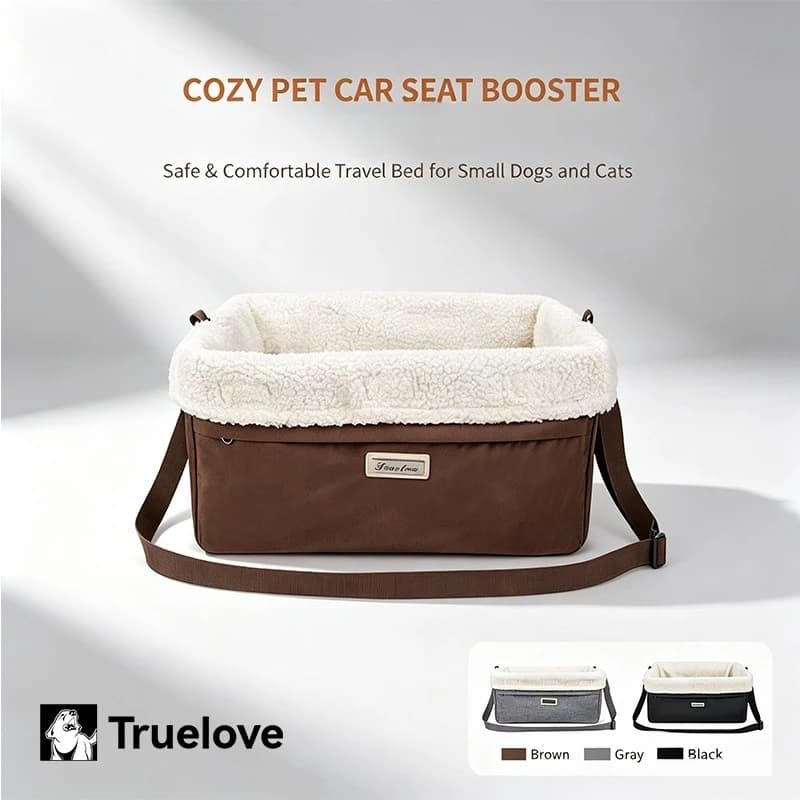 Truelove Dog Booster Car Seat Pet Carrier Portable Safety Travel Seat Adjustable for Small Dogs Cats Puppy Car TLX7971
