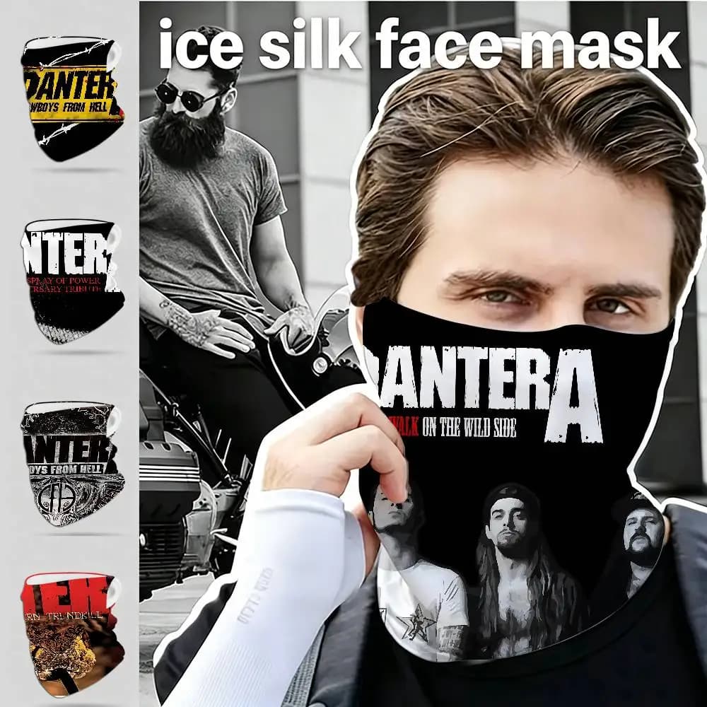 Metal Band P-Pantera Comfortable Breathable Neck Tube UV Protection Face Mask for Motorcycle Cycling Travel