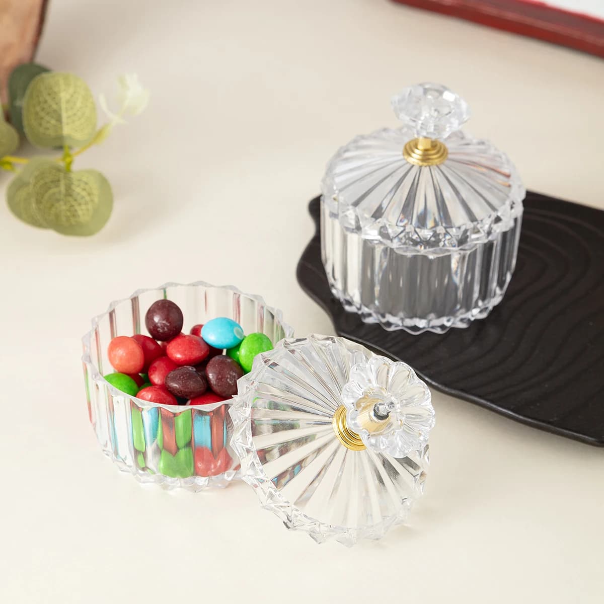 Clear vertical candy box Snack and dried fruit Cans Table jewelry Small items Cotton pad storage box European style
