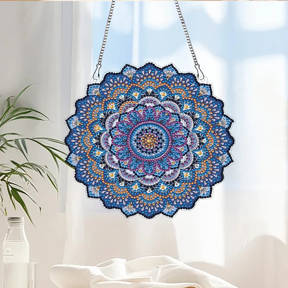 Specchio Mandala 2D/FIat DIY con Cristalli 5D, Specchio Artistico a Forma Speciale con Strass, Specchio per il Trucco, Regalo di Compleanno, Decorazione per la Casa