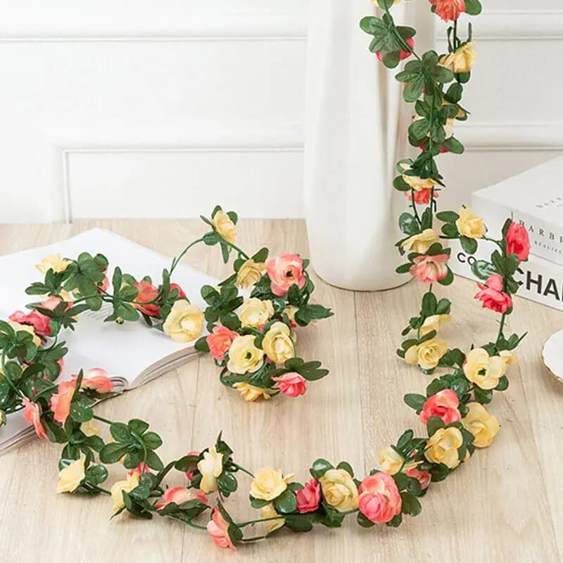 250 cm rosa fiori artificiali ghirlanda di Natale per la casa camera decorazione di nozze arco primaverile pianta finta fai da te vite giardino autunnale