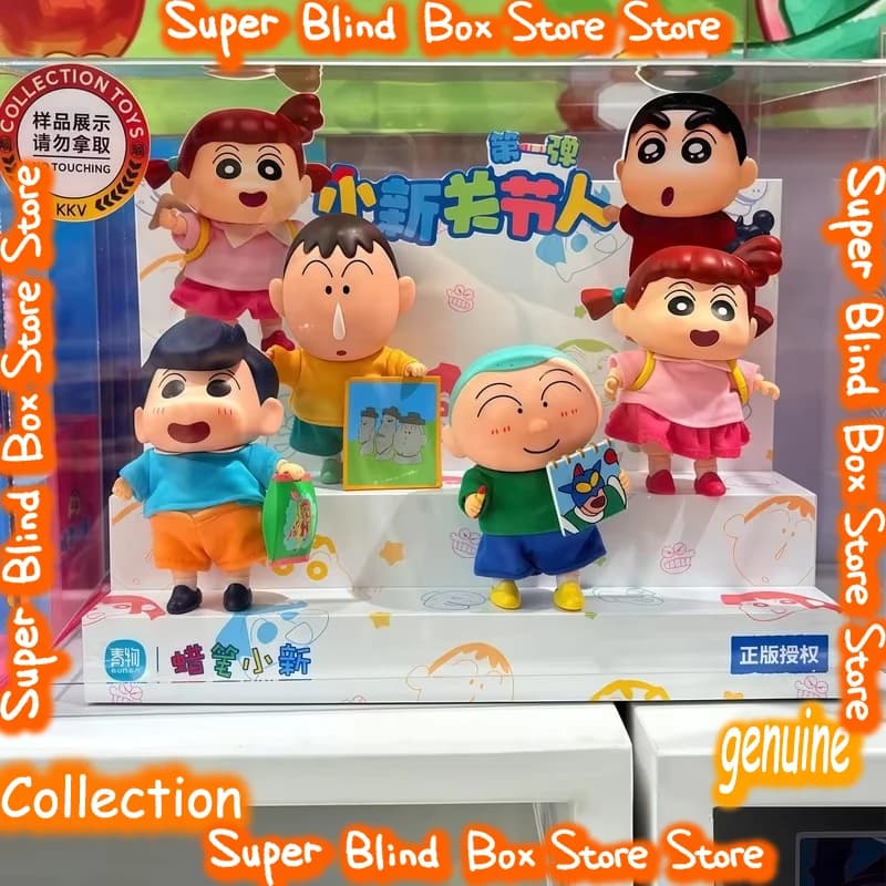 Authentic Crayon Shin Chan Joint Mobility Figure Blind Box Cute Collectible Anime Figure Mystery Box Desk Decor Birthday Gift
