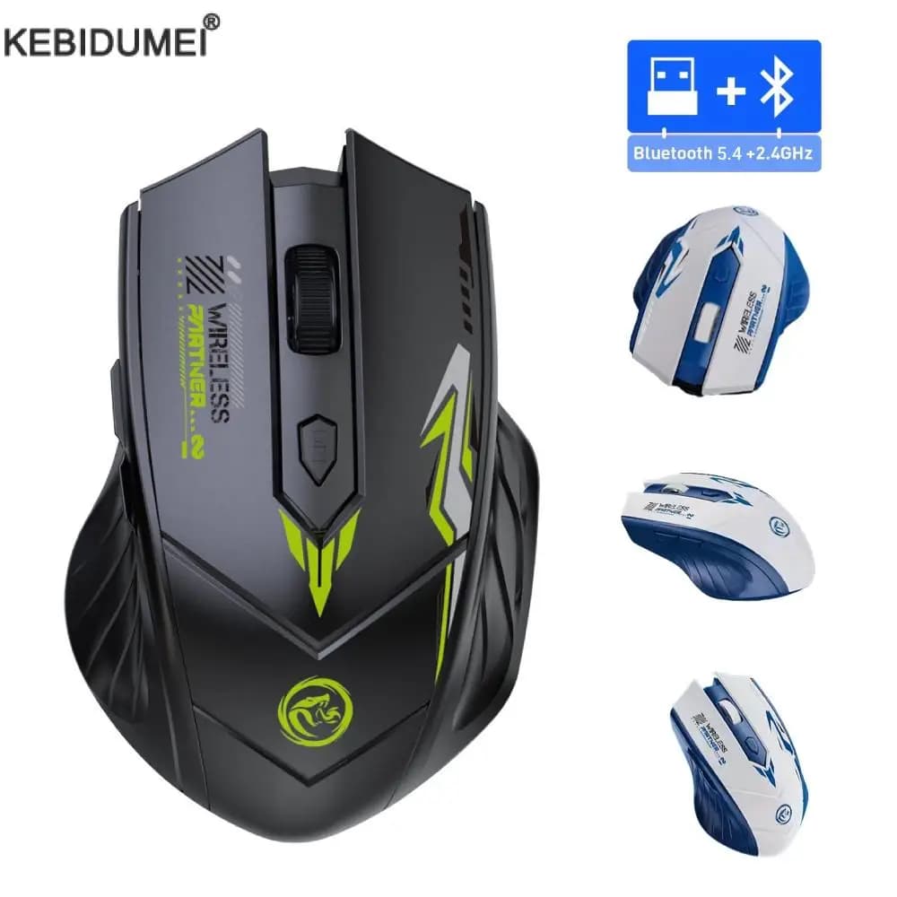 Mouse wireless ricaricabile Mouse da gioco Bluetooth da 2,4 Ghz Mouse da gioco ergonomico 1600 DPI per PC portatile da ufficio