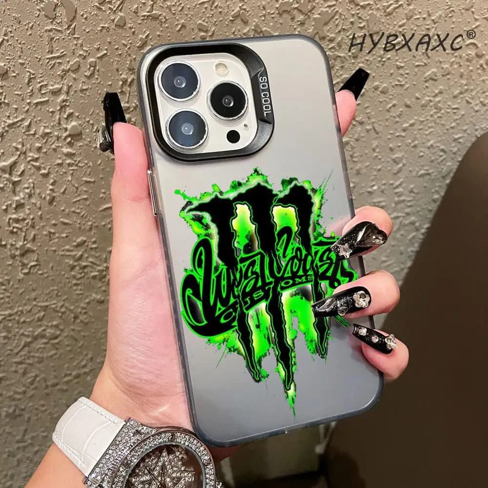 F-Fashion M-MonsterES Power Drink Phone Case per Samsung Galaxy A73,A72,A71,A70,A53,A52,A51, Cover in morbido silicone nero