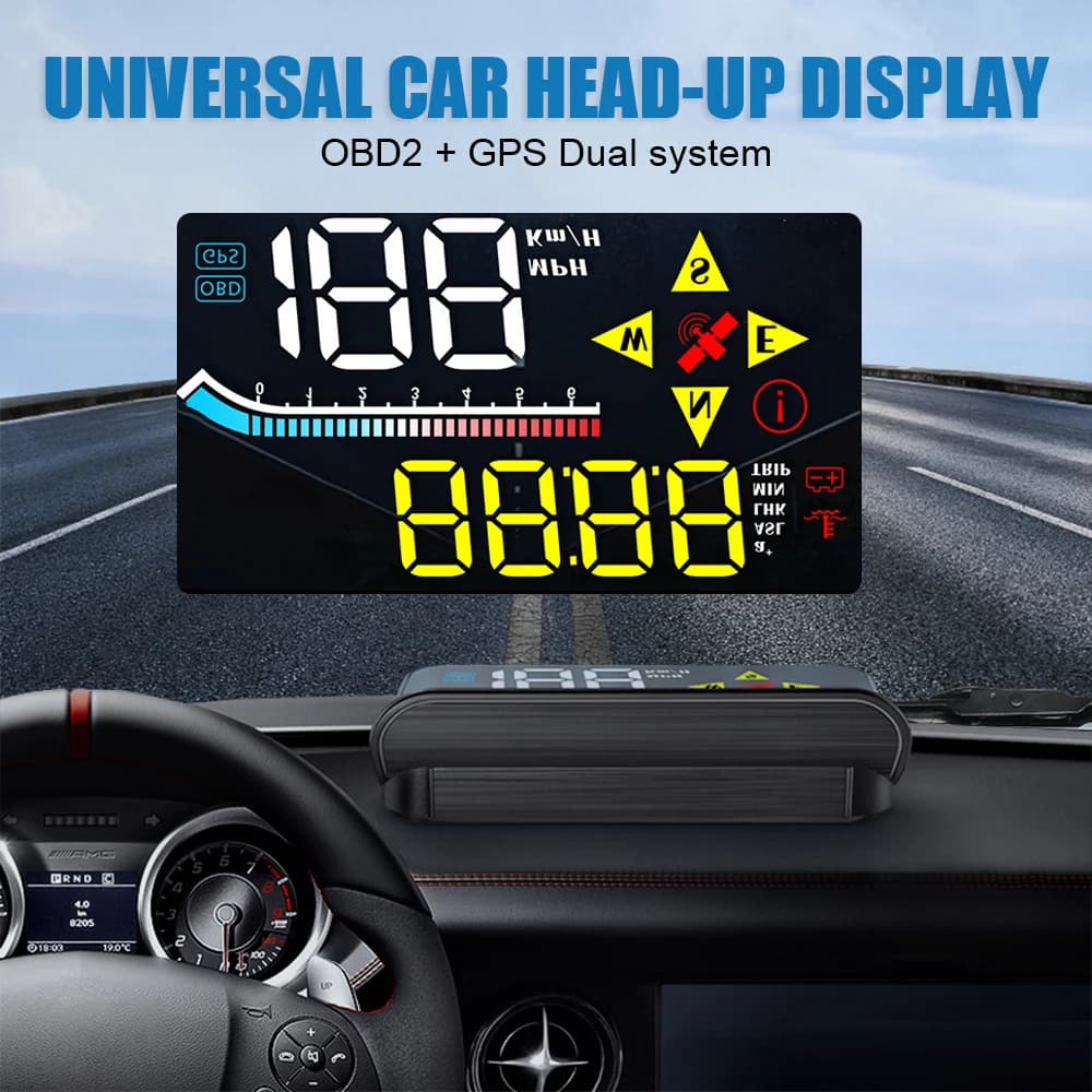 Mini Proiettore HUD per Tutti i Veicoli, Tachimetro M17 OBD GPS, Display Head-Up, Accessori Elettronici per Auto