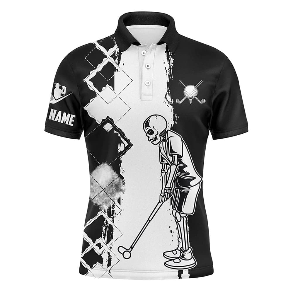 Polo da golf con stampa teschio alla moda per uomo, personalizzabili con nome, divise estive casual con stampa 3D scheletro per squadre, t-shirt con risvolto