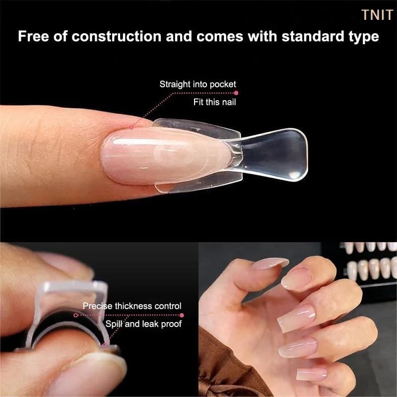 60pcs/box Coffin Dual Nail Forms Sandwich Nail Extension Molds Acrylic Tool Kit For Beginners