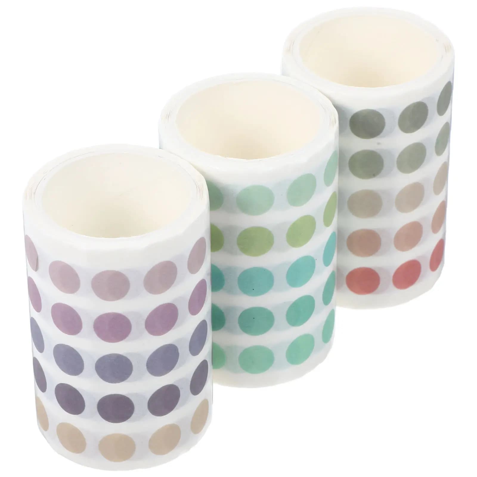 3 Rotoli di Nastro Washi a Pois Carini, Mini Adesivi Circolari per Scrapbooking, Diari, Agende, Quaderni, Decorazioni Artigianali Colorate