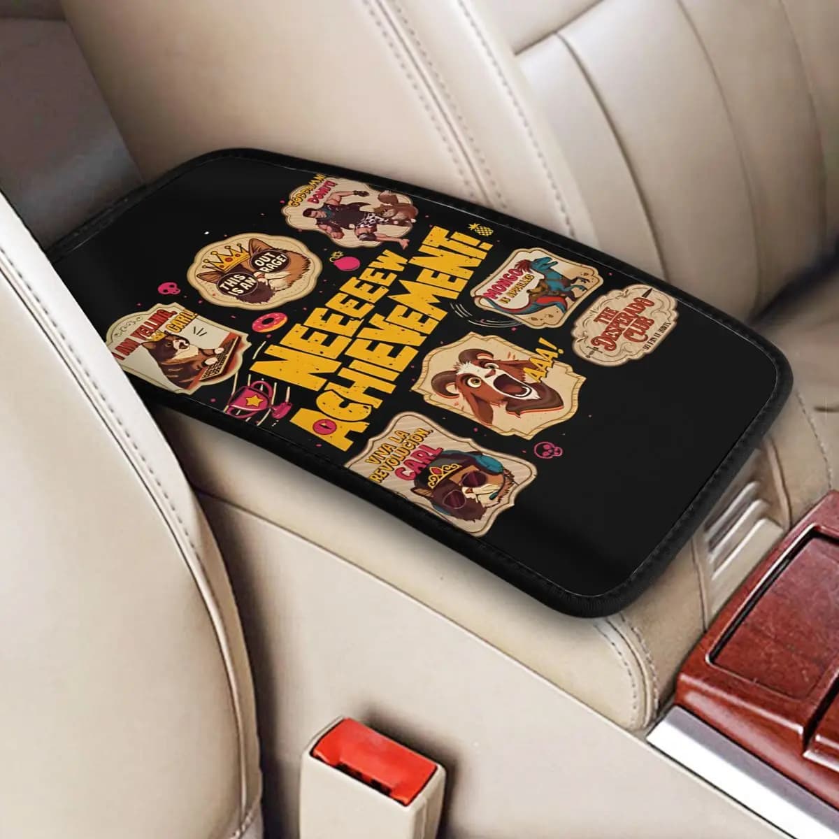 Leather Center Console Protective Cushion Pad New Achievement Car Armrest Cover Mat Dungeon Crawler Carl Storage Box Cover