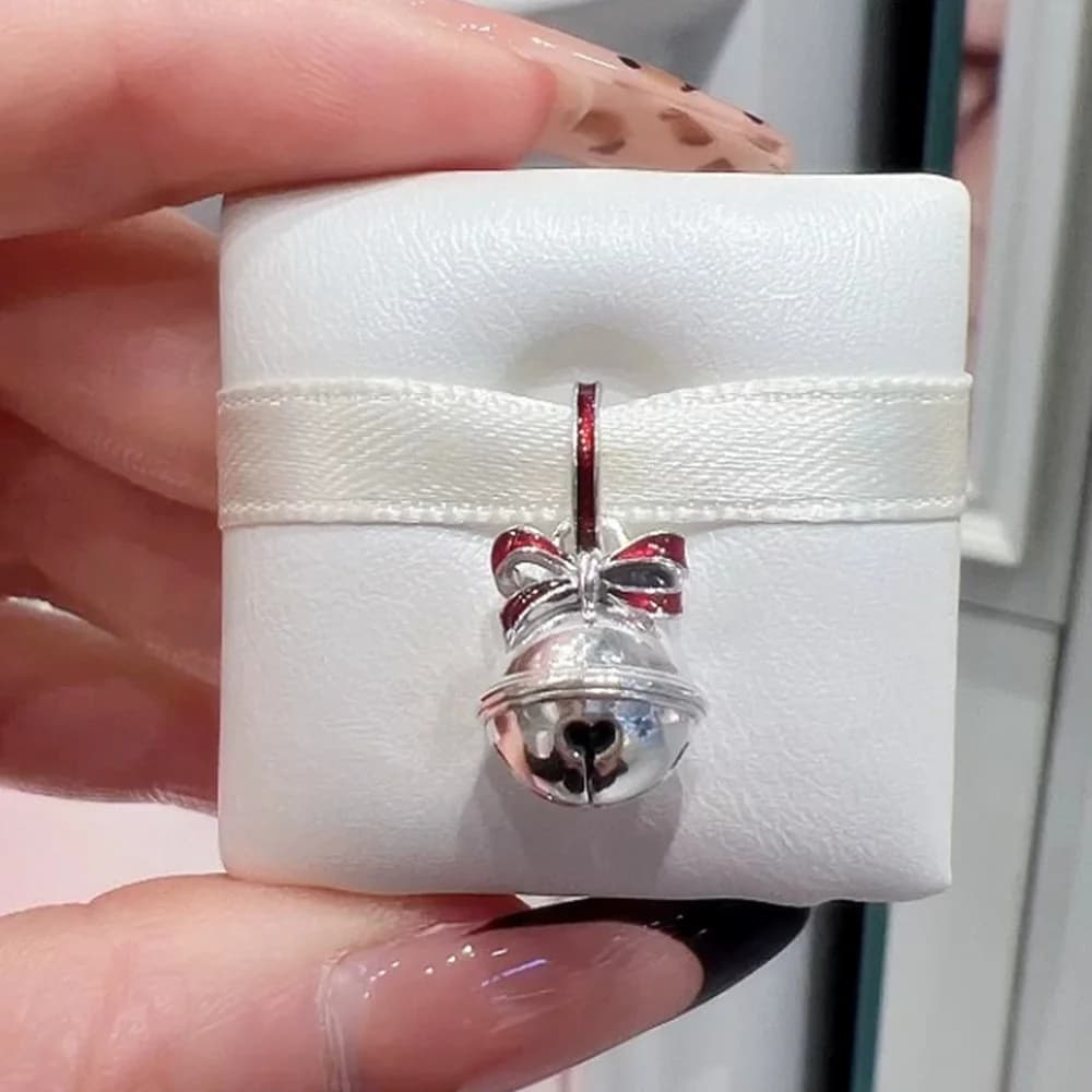 Silver-Plated Christmas Bell Necklace, Elegant Festive Holiday Winter Xmas Jewelry Gift Fit Bracelets bag keychain charms