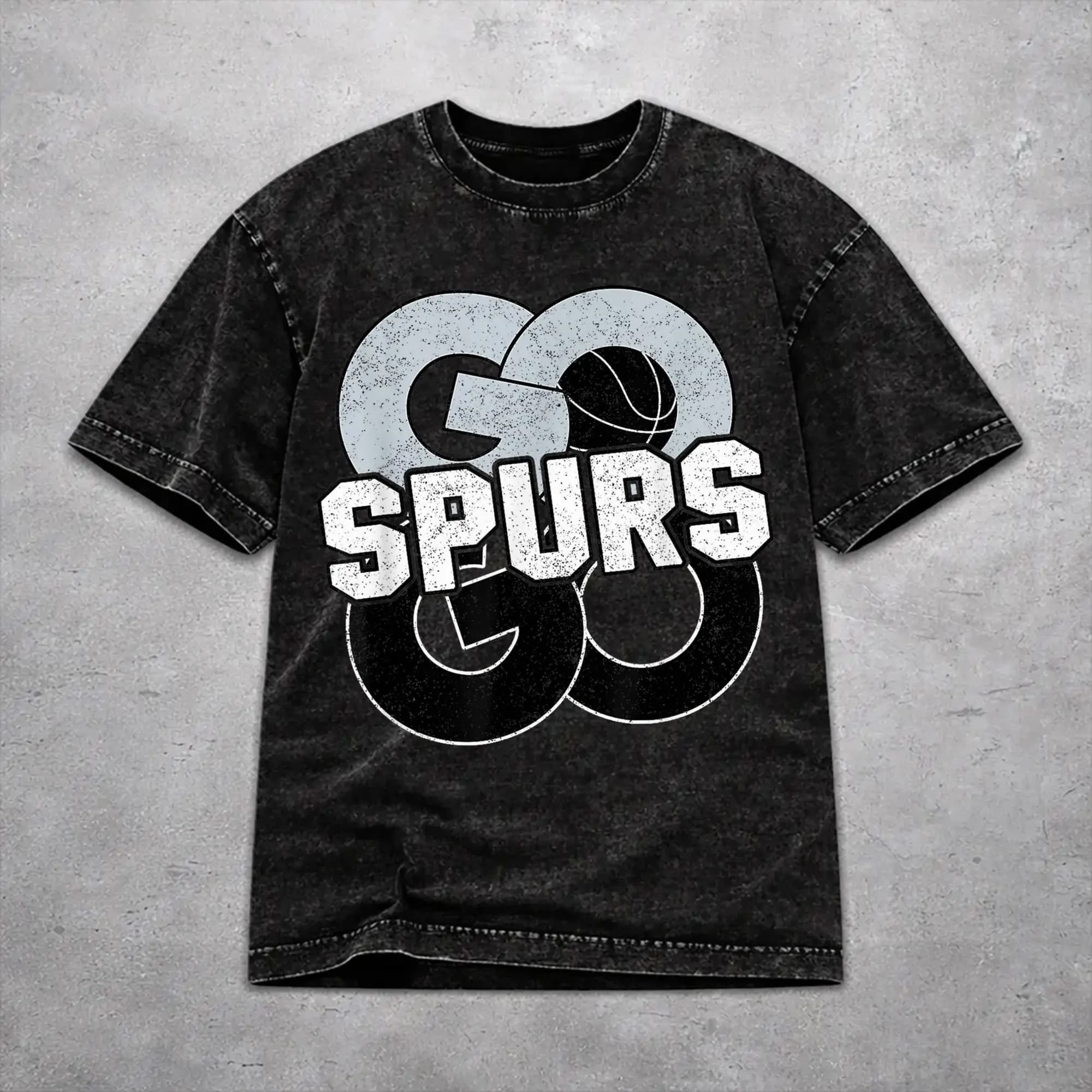 Fashion Women Men Go Spurs Go Basketball Season Game Day Tee Shirt Oversize Washed T Shirts Outfits