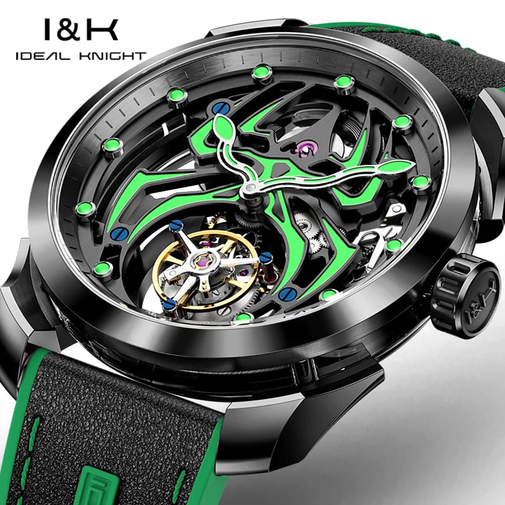 IDEAL KNIGHT 6802 Brand original authentic watch for woman Gift Box Luminous spider Hollow dial Mechanical Men's Watch