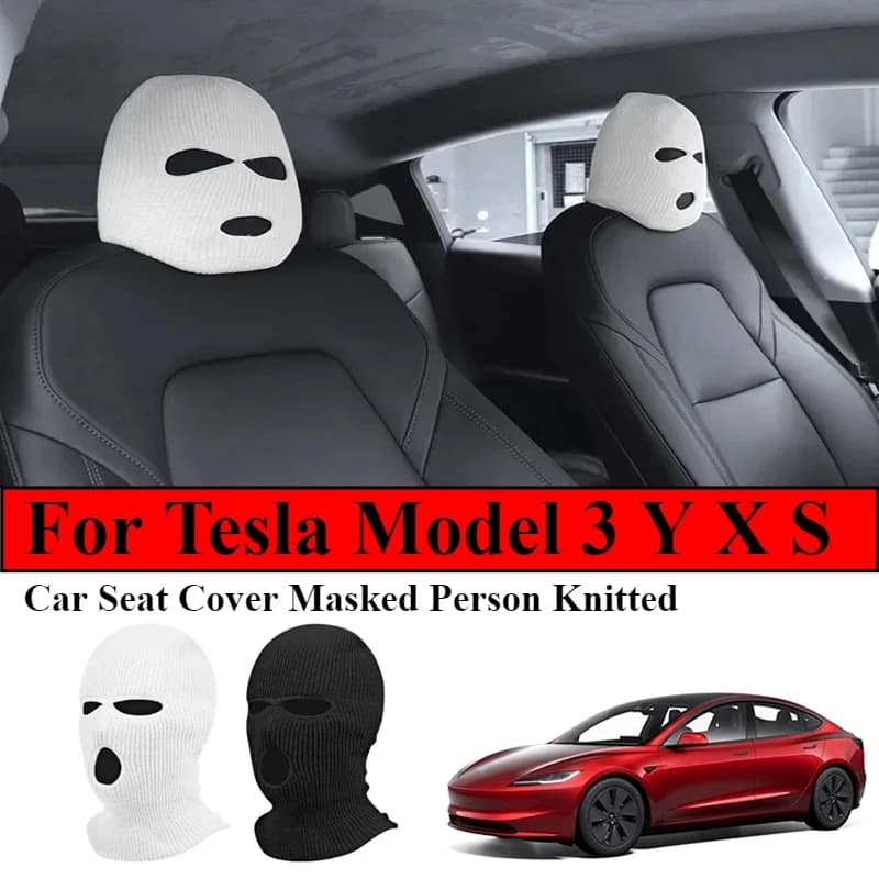 For Tesla Model 3/Y/X/S car seat cover headrest holiday Halloween funny gifts 3 holes alert anti-theft interior accessories