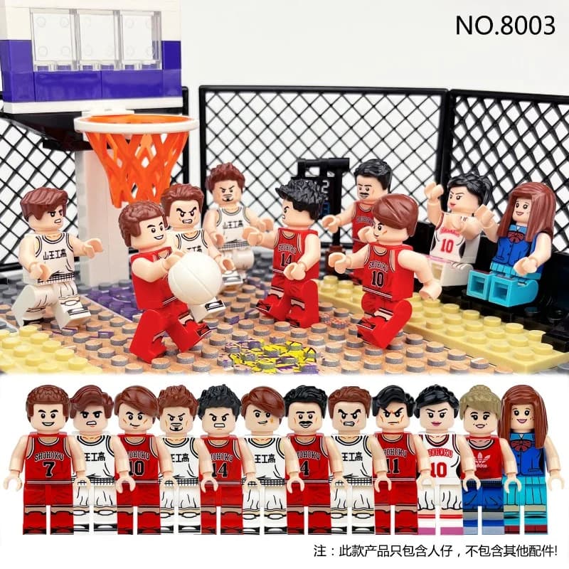 Meigao 8003 Giocattolo da costruzione a blocchi piccoli per bambini, a tema basket e competizioni, bambola sportiva, vendita all'ingrosso transfrontaliera