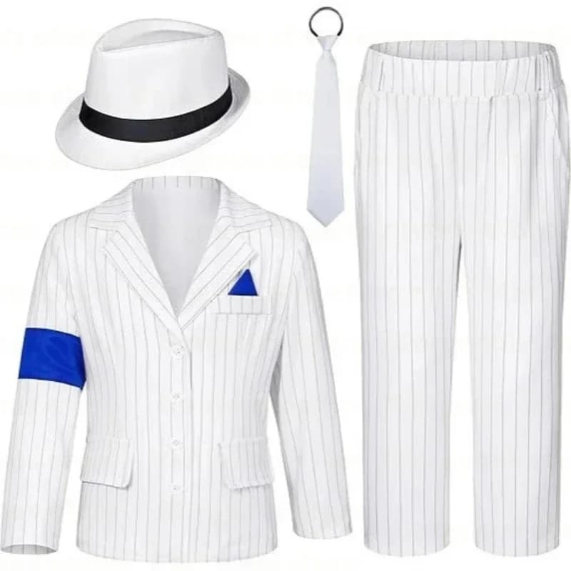 Michael Jackson Costume Cosplay Striped Suit Pants Suit MJ Stage Costume Halloween Performance Suits