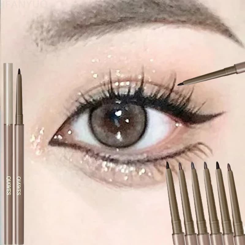 Eyeliner 2in1 Penna gel baco da seta sdraiato Eyeliner duraturo impermeabile senza sbavature Matita gel baco da seta sdraiata ad asciugatura rapida per principianti