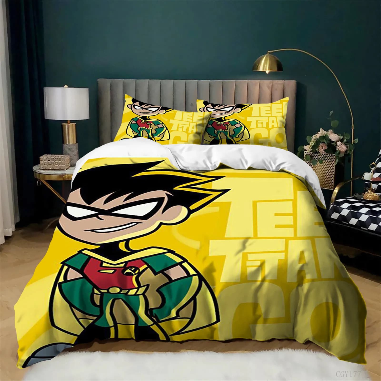Set Copripiumino 3D per Ragazzi Tit-ans Go, 3 Pezzi, Morbido Set Letto Cartoon per Bambini, Copripiumino Leggero con Chiusura a Cerniera