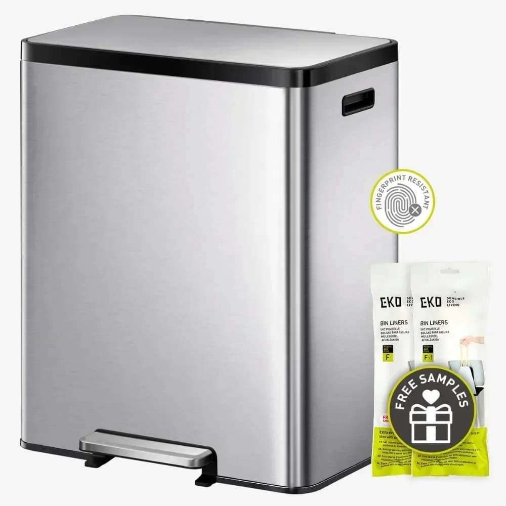 Bidone della spazzatura doppio 36L+24L con bidone di riciclo, immondizia in acciaio inossidabile, vano deodorante, resistente agli odori