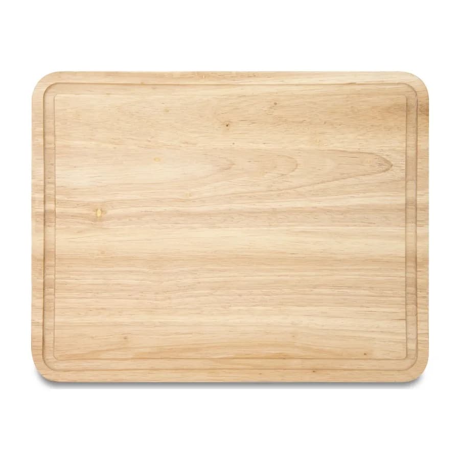 Classic Rubberwood Cutting Board with Trench 11x14-inch Natural