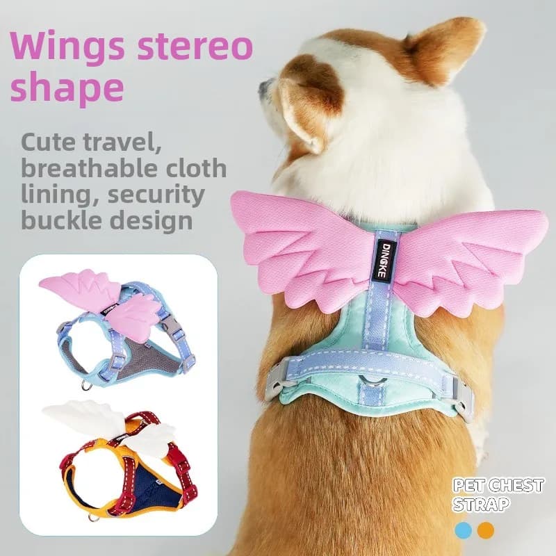Pettorina per cani Angel Wings, regolabile e anti-trazione, per razze piccole e grandi, accessorio carino per Corgi, Shiba Inu, Golden Retriever