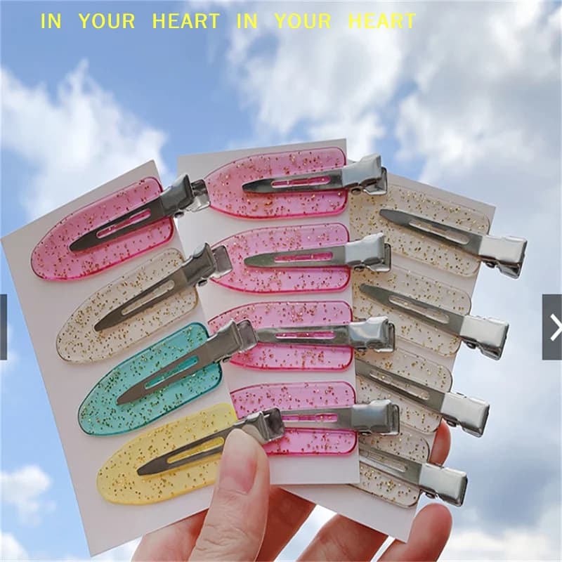 Side Fairy Super Fairy Bangs, set of 4 pieces, invisible clips, side clips with cream glue, simple Korean duck beak clasps for girl