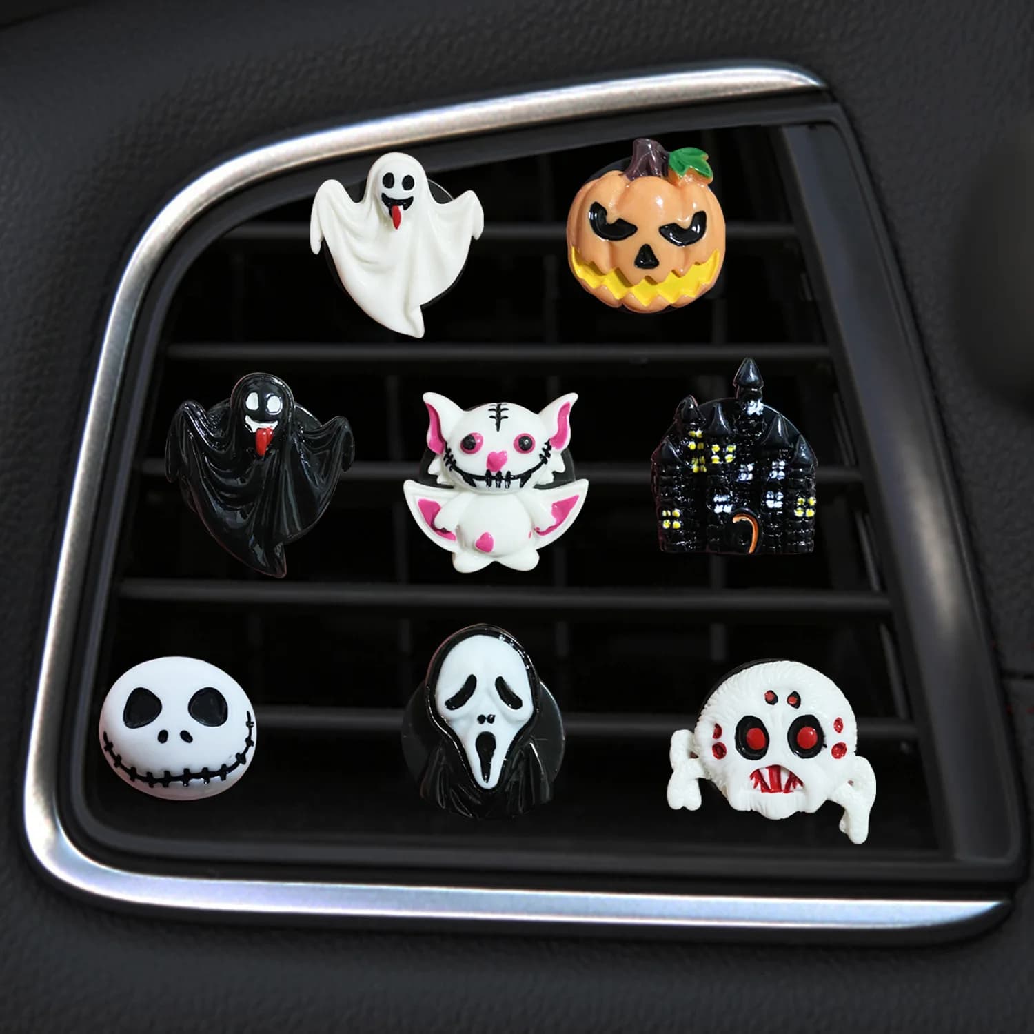 8 pz zucca profumo semplici decorazioni per Auto aromaterapia Clip fantasma ricambi Auto Halloween aria condizionata sicurezza accessori per Auto
