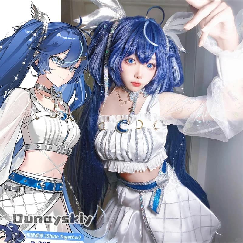 CR6.9COS*Wuthering Waves Solar 5 Birthday Party Yuno Full Set Cosplay Costume Anime Game Character Dress For Women Halloween