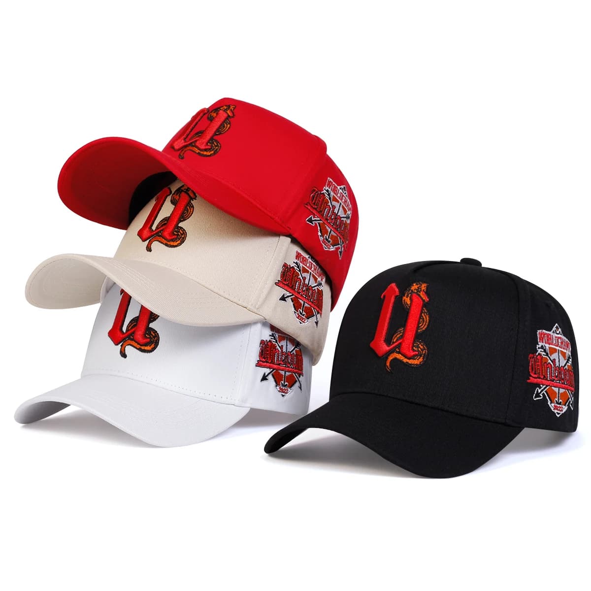 Berretti da baseball unisex con ricamo serpente con lettera U Primavera Autunno Cappelli casual regolabili per esterni Cappello per protezione solare