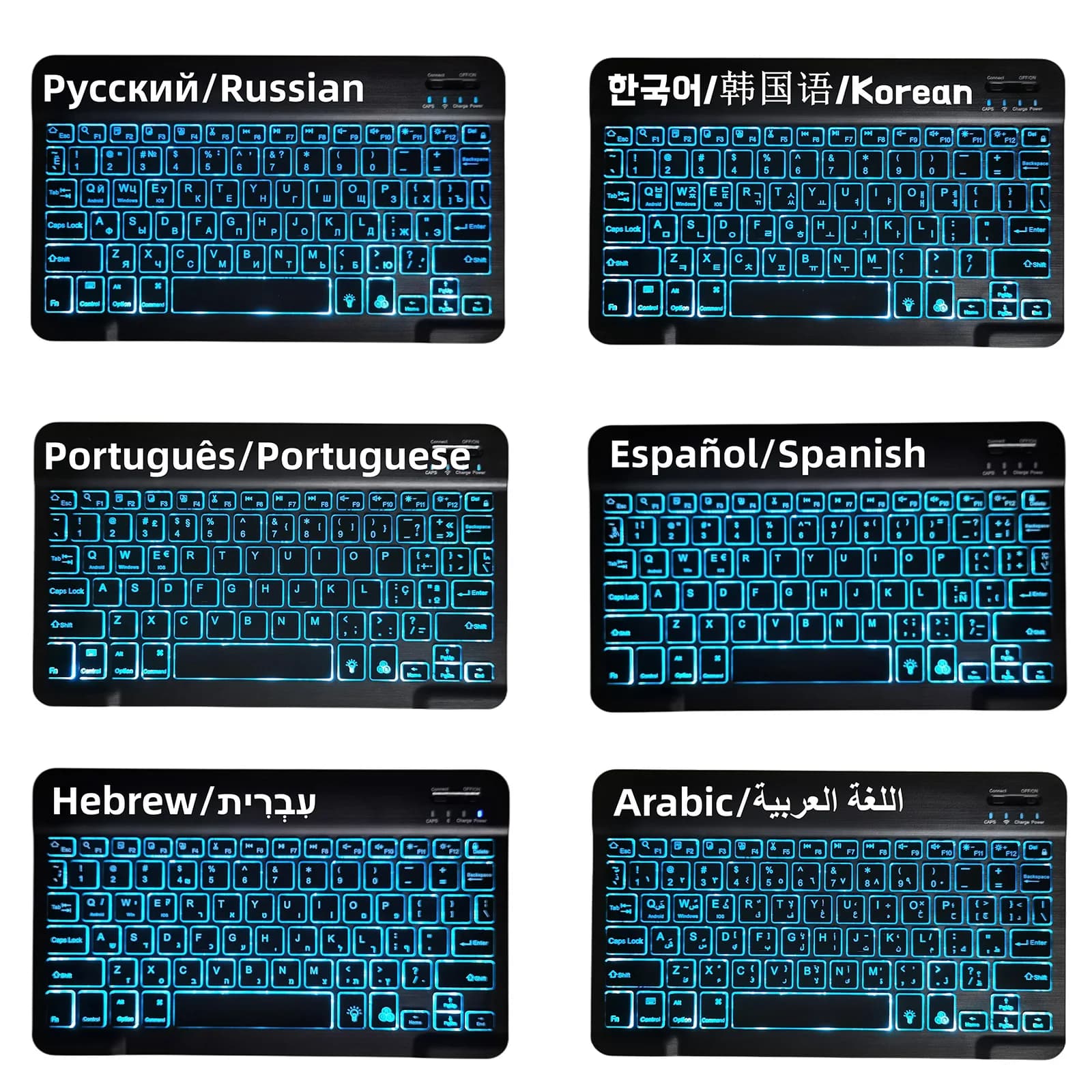 Tastiera Bluetooth RGB a 7 colori tastiera Wireless retroilluminata ricaricabile per iPad mini Air Pro per Tablet Android vedove Phone
