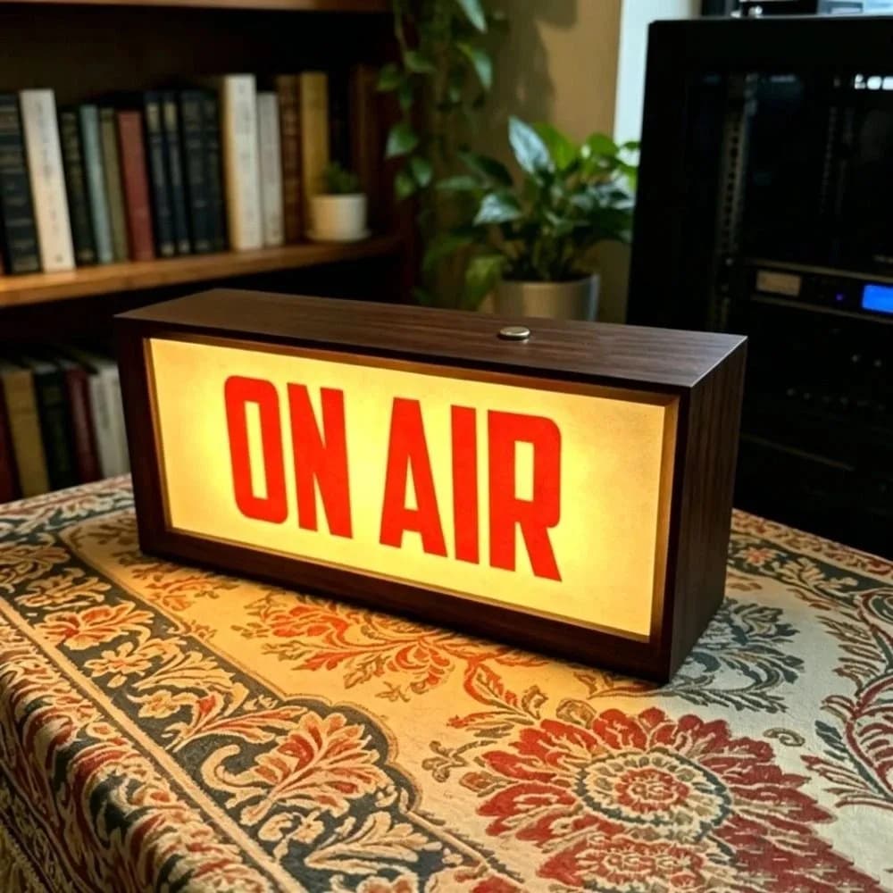 Broadcast ON AIR Sign Desk Mount Battery Operated LED Light Box Light Up Design Wall Mount Recording Warning Indicator Lamp