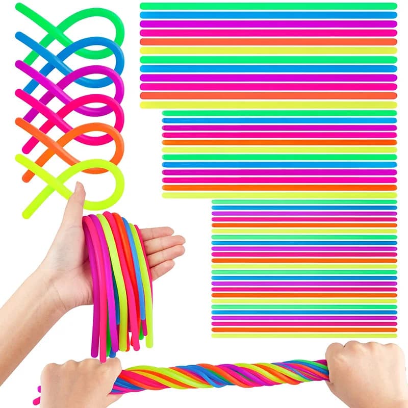 10/30 Pezzi Gadget per Feste, Corda Elastica Morbida in Gomma a Forma di Noodle, Giocattolo Antistress Fidget, Corda Elastica Estensibile per Adulti e Bambini, Giocattoli per la Decompressione