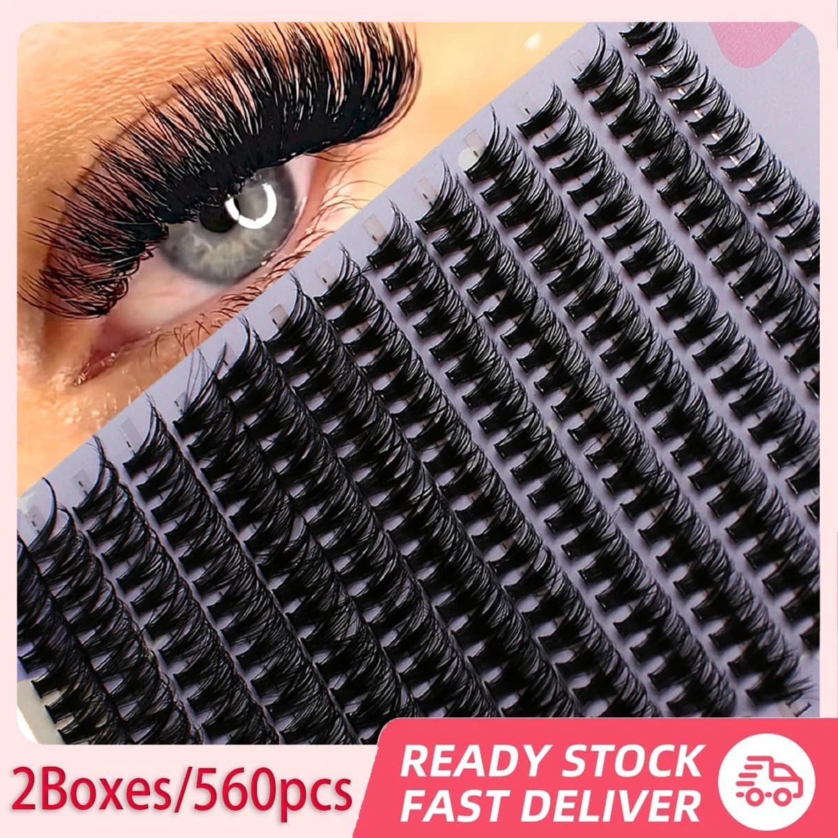 2 scatole/560 pz 40D Ciglia Cluster D Curling 9-16mm Mix Ciglia Naturali Estensione 3D Russo Volume Individuale Ciglia Cluster
