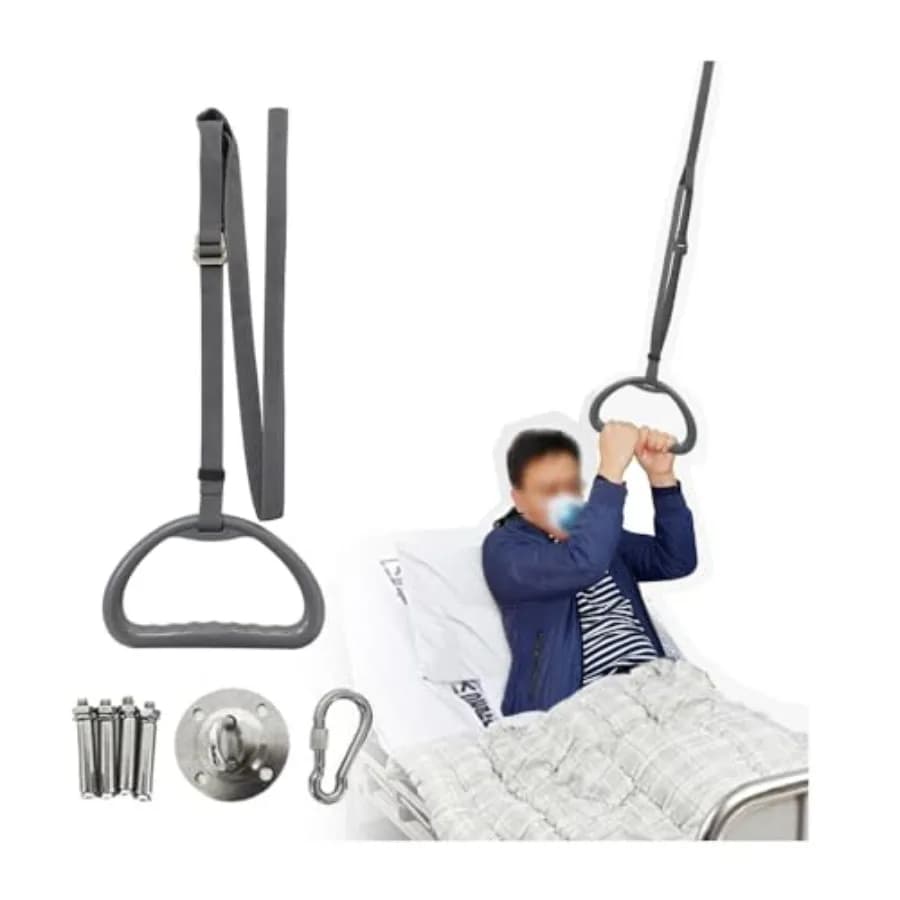 Bed Trapeze for Elderly Pull Up Stand Assist Lift Bar Hospital Bedside Trapeze for Bed Mobility and Transfer Ceiling Mounted Gr