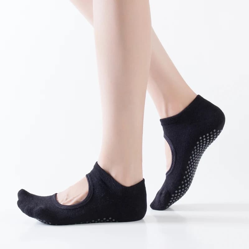 Calzini da Pilates da donna senza schienale calzini da Yoga Fitness antiscivolo in Silicone calzini traspiranti da danza classica sportiva in cotone per esercizi in palestra