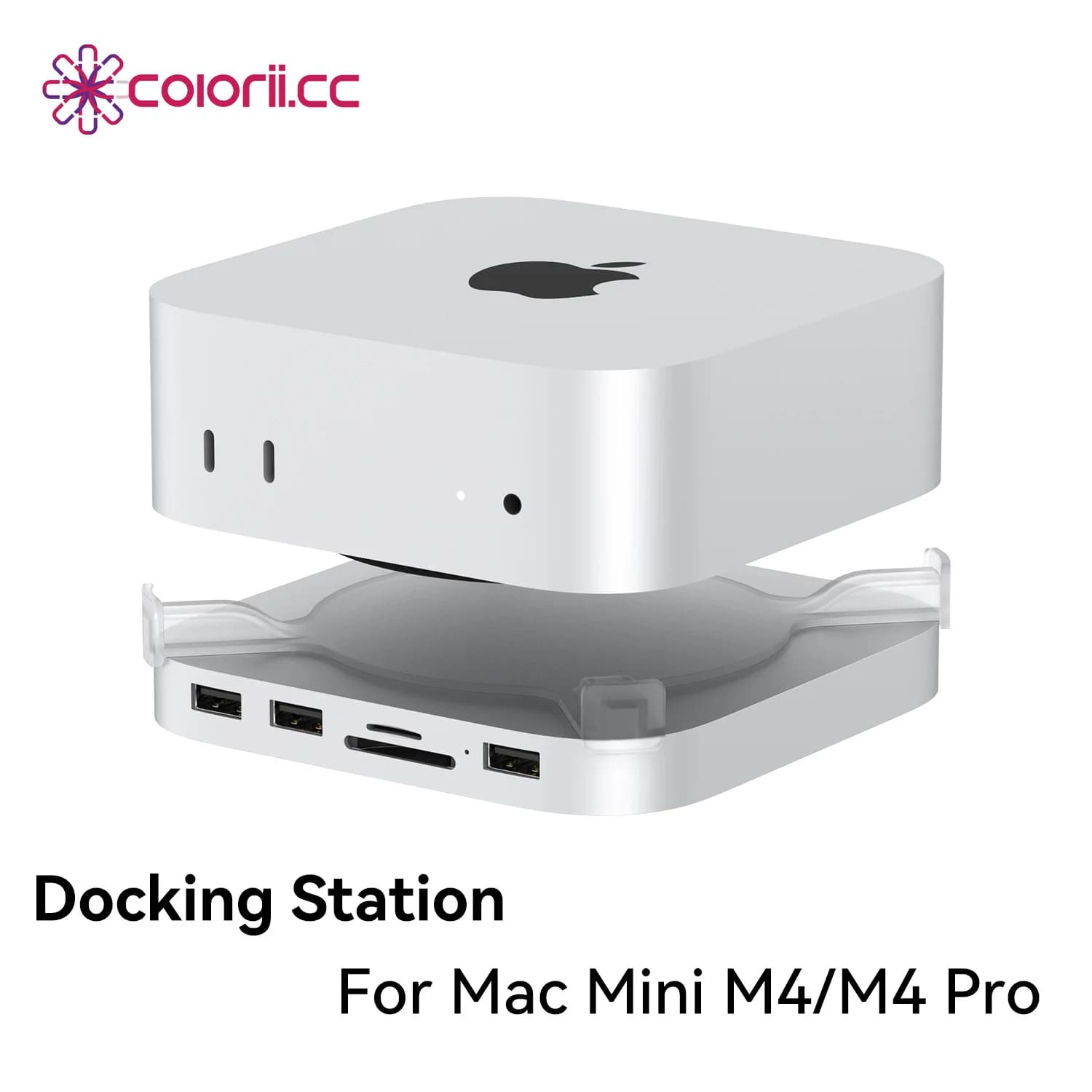Hub Mac Mini USB C con custodia SSD M.2 per Mac Mini M4/M4 Pro Supporto Docking Station Type-C Custodia SSD USB3.2 Gen2 SD4.0 TF4.0
