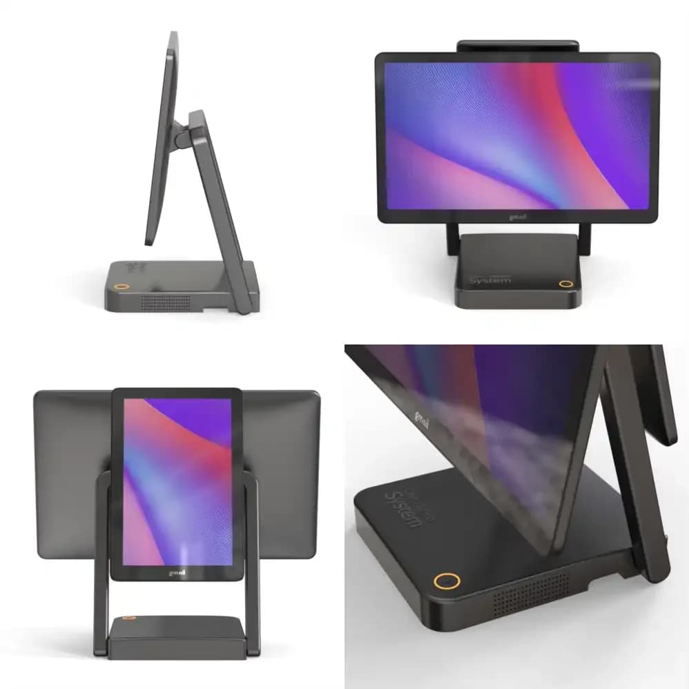 Android POS terminal Gmaii with Double Touch Screen, Intelligent Electronic Tablet for Restaurants with Integrated Printer