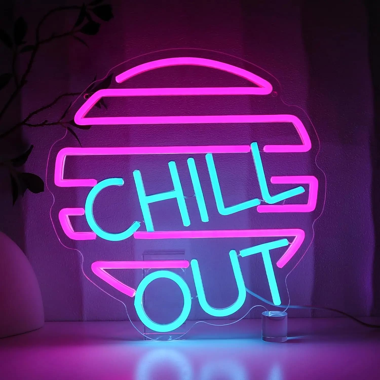 Chill Out insegna al Neon per la decorazione della parete, luci al Neon dimmerabili per la camera da letto Lounge sala giochi Bar Hotel Cafe Man Cave Home Decor