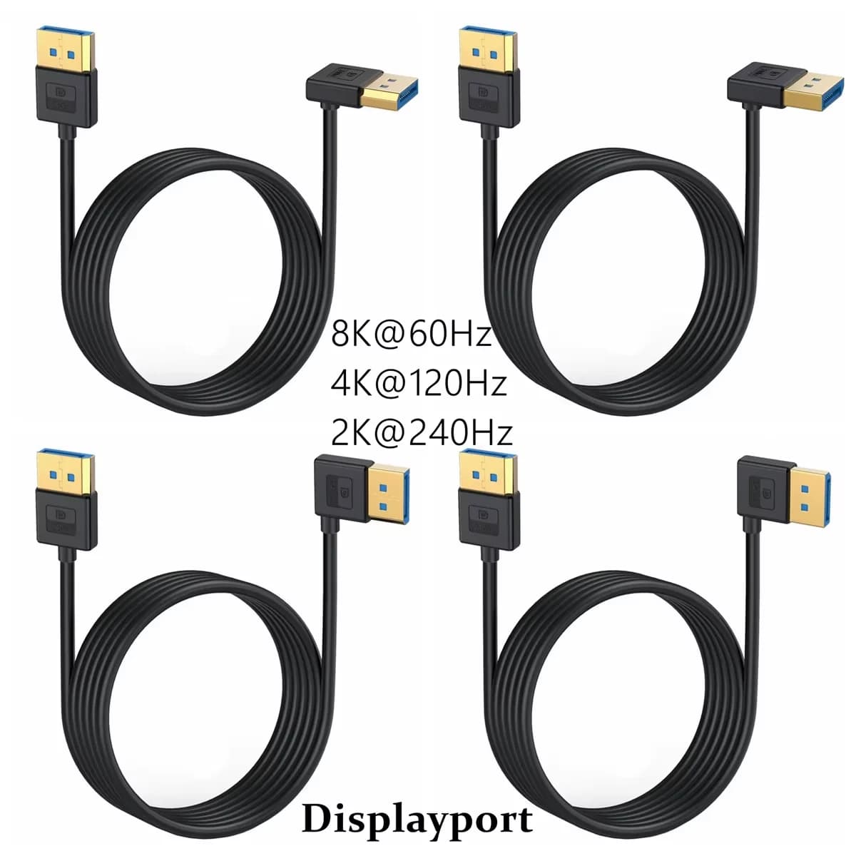 cavo in silicone Displayport 1.4 ad angolo retto Cavo 90 ° Cavo Displayport angolato 1,4 V fino a 8K 60 Hz 4K/144 Hz supportato 32,4 Gbps