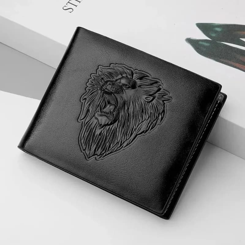 Portafoglio porta carte di credito multi-carta Portafoglio da uomo personalizzato tri-fold in rilievo 3D Portafoglio corto con cerniera Portafoglio da uomo