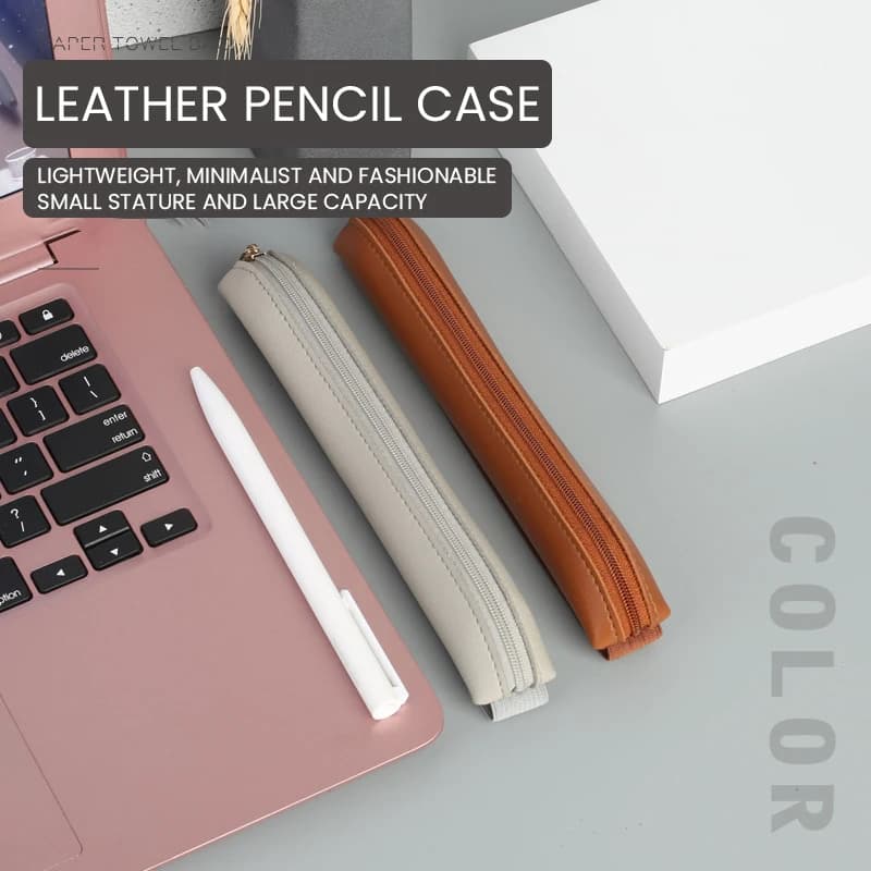 Portapenne in pelle Pu portapenne stilografica con maniche a matita con cerniera con fasce elastiche per quaderni da ufficio Planner Journal notepad