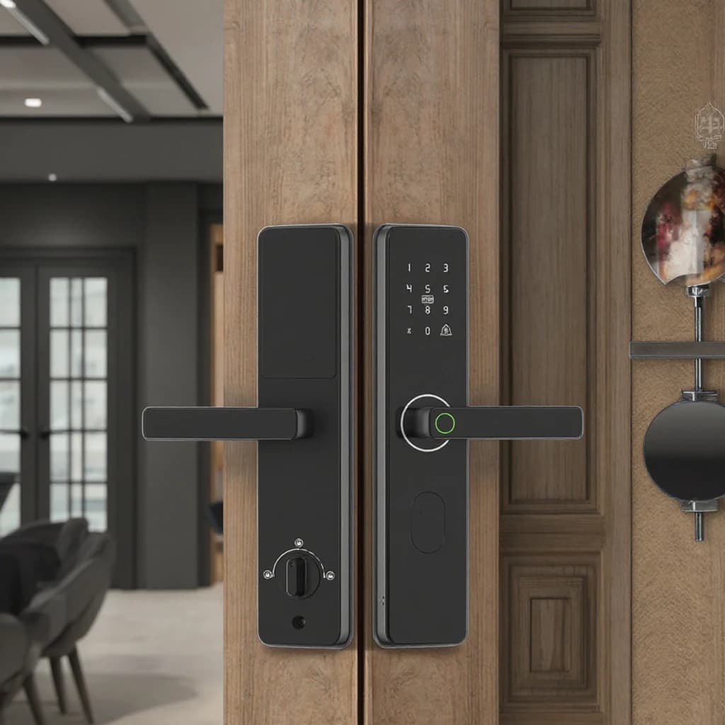Grade C WiFi Smart Lock with Tuya App & Cloud Storage for Home Hotel School & Apartment Use (Wood Door Aluminum Alloy)