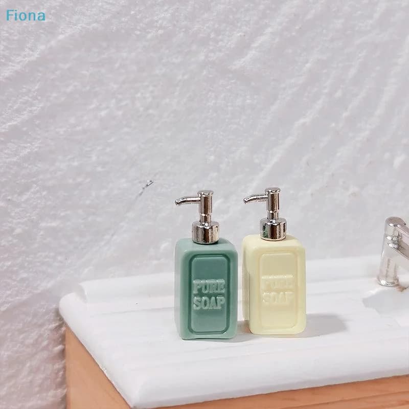 ✔Miniature Dollhouse Soap Dispenser Set,1:12 Scale "Pure Soap" Liquid Pump Bottle for Dollhouse Bathroom Decor