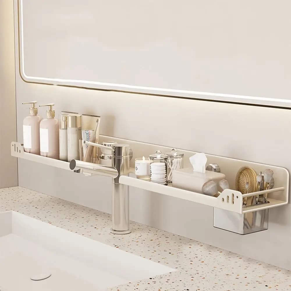 Suction Cup Bathroom Shelves Wall Mounted No-Drill U-Shaped Storage Rack Rustproof Carbon Steel Kitchen Floating Shelf Organizer