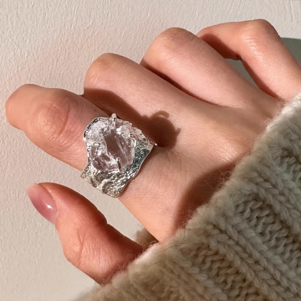 Anelli di cristallo geometrici irregolari per donne e ragazze, design creativo, gioielli di fidanzamento esagerati, semplici e alla moda, idee regalo
